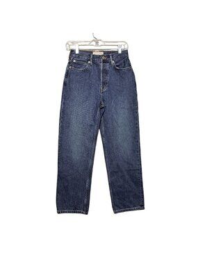 Everlane 24 Straight Leg Way High Jean Blue Dark Wash Organic Cotton 90s style